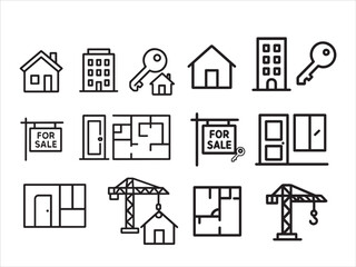 Fototapeta premium Property and Housing Outline Vectors