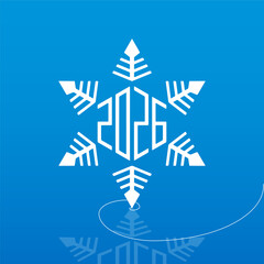 2026 Snowflake - A Cool Wave of New Beginnings. Minimalist Design creates Festive Spirit. Dive into a Year of Crisp Possibilities with this Icy Blue Emblem of Fresh Starts