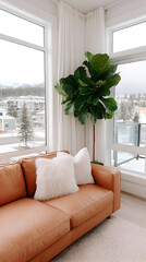 minimalist sofa placed in a living room with clean lines and neutral tones