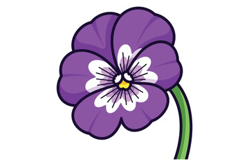 Illustration of a purple pansy flower, a beautiful blossom in full bloom