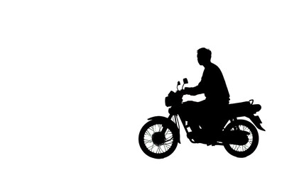 Silhouette of person on motorbike rider illustration motorcycle shadow graphic transport vehicle two wheeler biking adventure journey design isolated on white background