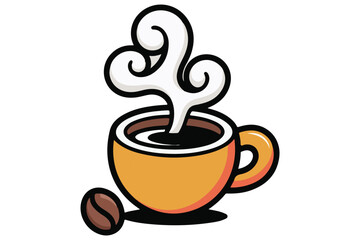 Hot coffee cup with steam colorful silhouette icon flat vector illustration
