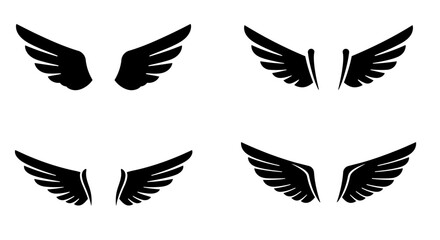 A collection of four black wing silhouettes against a white background