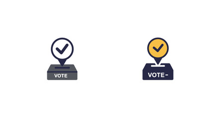 Two voting icons with checkmarks and location pins displayed prominently