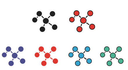 Illustrative depiction of molecular structures with varying atom colors and arrangements