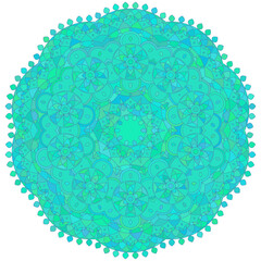 Asian colorful floral mandala. Vector ethnic circular ornament. Stylish design in green shades