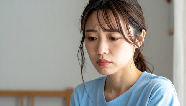 疲れ、落ち込み、悩む女性のイメージカット