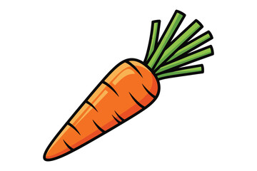 Vector art of vibrant cartoon carrot with green leaves, a healthy and nutritious vegetable