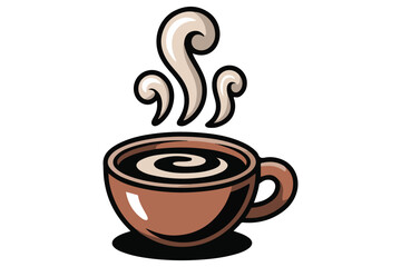 Hot coffee cup with steam colorful silhouette icon flat vector illustration
