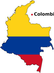 Colombia Map with Flag Overlay - Country Outline Vector Map