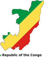 Fototapeta premium Republic of Congo Map with Flag Overlay - Country Outline Vector map