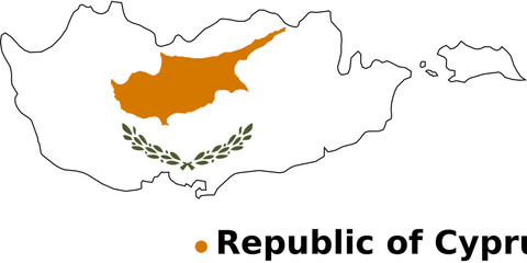 Cyprus Map with Flag Overlay - Country Outline Vector Map