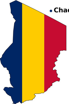 Chad Map with Flag Overlay - Country Outline Vector Map