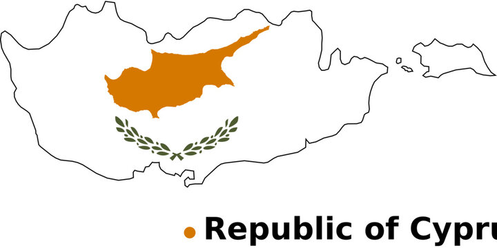 Cyprus Map with Flag Overlay - Country Outline Vector Map