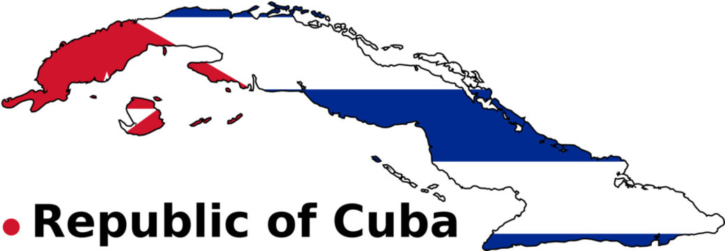 Cuba Map with Flag Overlay - Country Outline Vector