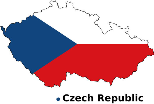 Czech Republic Map with Flag Overlay - Country Outline Vector Map