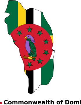 Dominica Map with Flag Overlay - Country Outline Vector