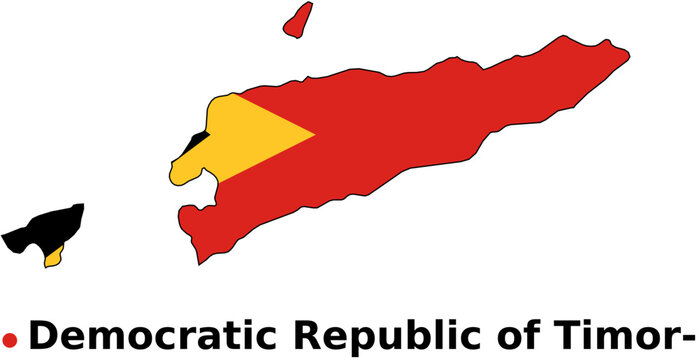 East Timor Map with Flag Overlay - Country Outline Vector Map
