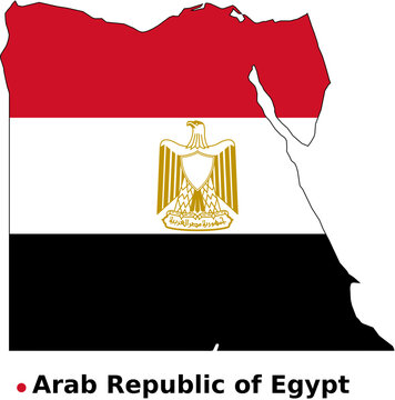 Egypt Map with Flag Overlay - Country Outline Vector
