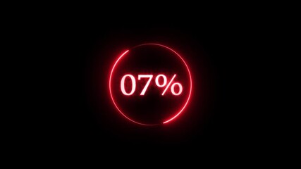 Counting from 0 to 15% animation. Neon counter percentage number. 