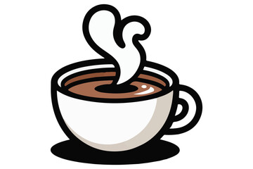 Hot coffee cup with steam colorful silhouette icon flat vector illustration
