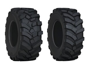 Isolated view of two off-road vehicle tires