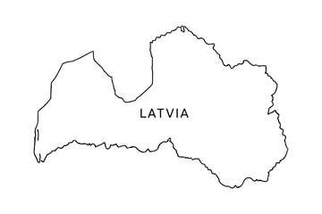 Vector art of outline map of latvia showing the countrys borders and geographical location