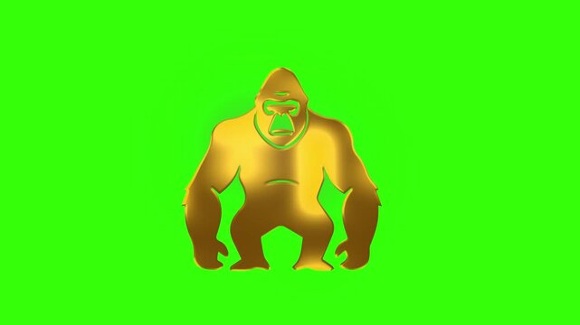 Gold Icon on gorilla with Green Screen Background