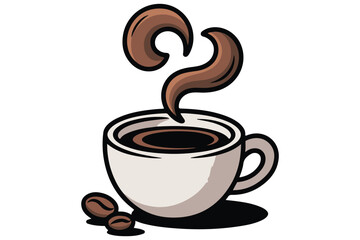 Hot coffee cup with steam colorful silhouette icon flat vector illustration
