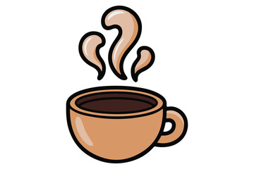 Hot coffee cup with steam colorful silhouette icon flat vector illustration
