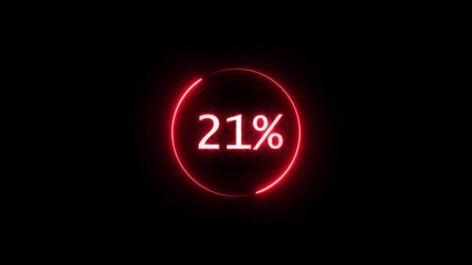 Counting from 0 to 42% animation. Neon counter percentage number.  - Powered by Adobe