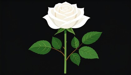 Isolated white rose on a black background