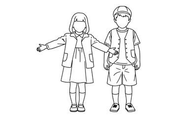 Illustration of a boy and a girl standing side by side