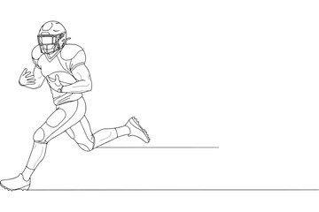 Fototapeta premium Vector art of american football player running with the ball hand drawn line art illustration