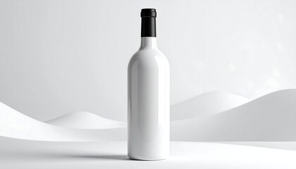 Isolated wine bottle with simple white background and soft shadows