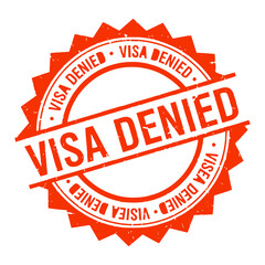 Official stamp declares visa application denied with red circular border and jagged edges vector