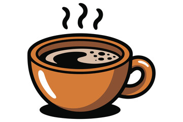 Hot coffee cup with steam colorful silhouette icon flat vector illustration
