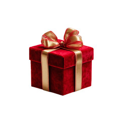 Obraz premium Red gift box with gold ribbon isolated on transparent background