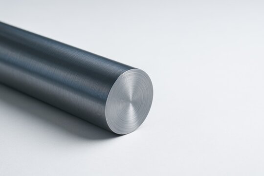 Polished titanium rod cross-section with brushed metallic texture and concentric machining marks.