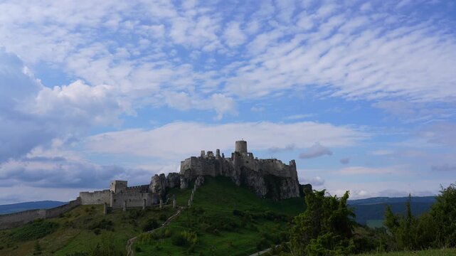 Spi&scaron; castle/Spi&scaron;sk&yacute; hrad in Slovakia - clouds rolling in time lapse