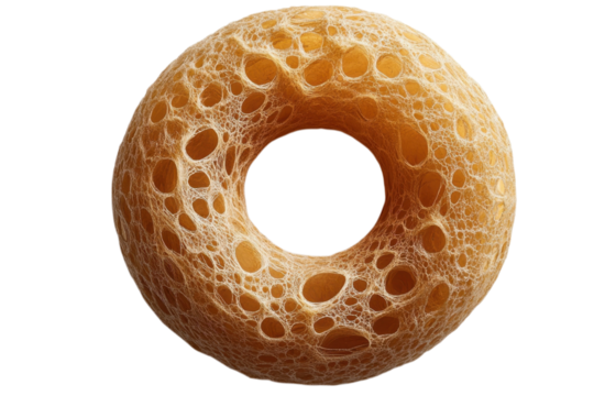 Abstract porous ring structure with organic texture and intricate details design element on transparent background