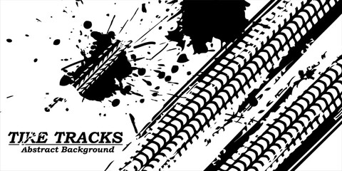 Auto tire tread grunge element. Car and motorcycle tire pattern, wheel tyre tread track. Black tyre print. geometric abstract.