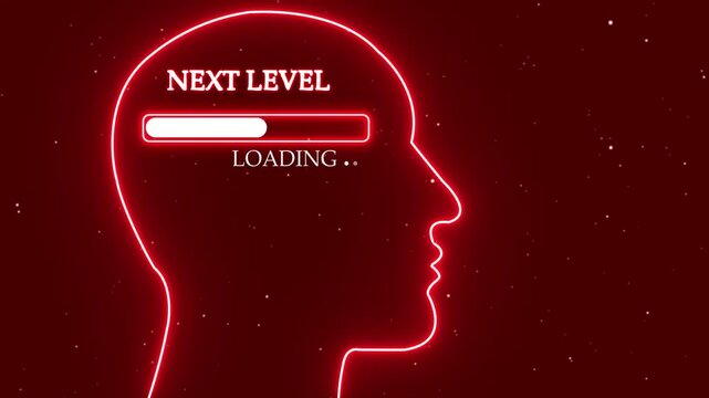 Human Head Profile light With next level loading in Mind. Human Head Of Business Person With Creative Mind At Work. graphic background.