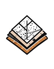 Isometric illustration showing various layered materials