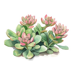 watercolor of Sedum, vector, isolated on a white background.