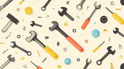 Tools and parts seamless pattern.