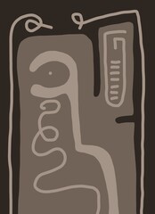 Minimal abstract image for printing. Picture for modern interiors. The picture is painted by hand on a tablet.