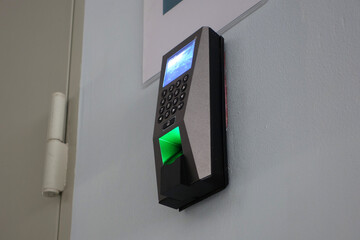 Modern Fingerprint Scanner on Wall Mount