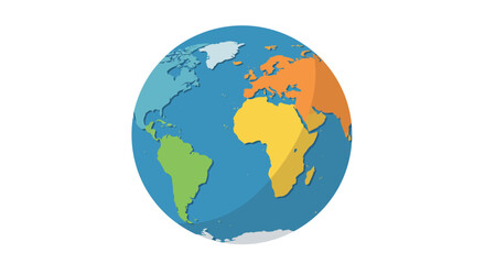 Fototapeta premium Colorful Cartoon Globe with Continents Illustration.