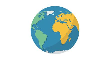 Stylized Earth Globe with Continents and Oceans Illustration.